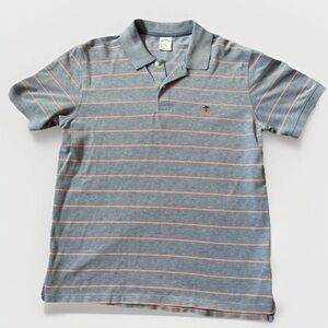 Brooks Brothers Slim Fit Performance Polo Shirt Mens XL  Striped Logo Blue